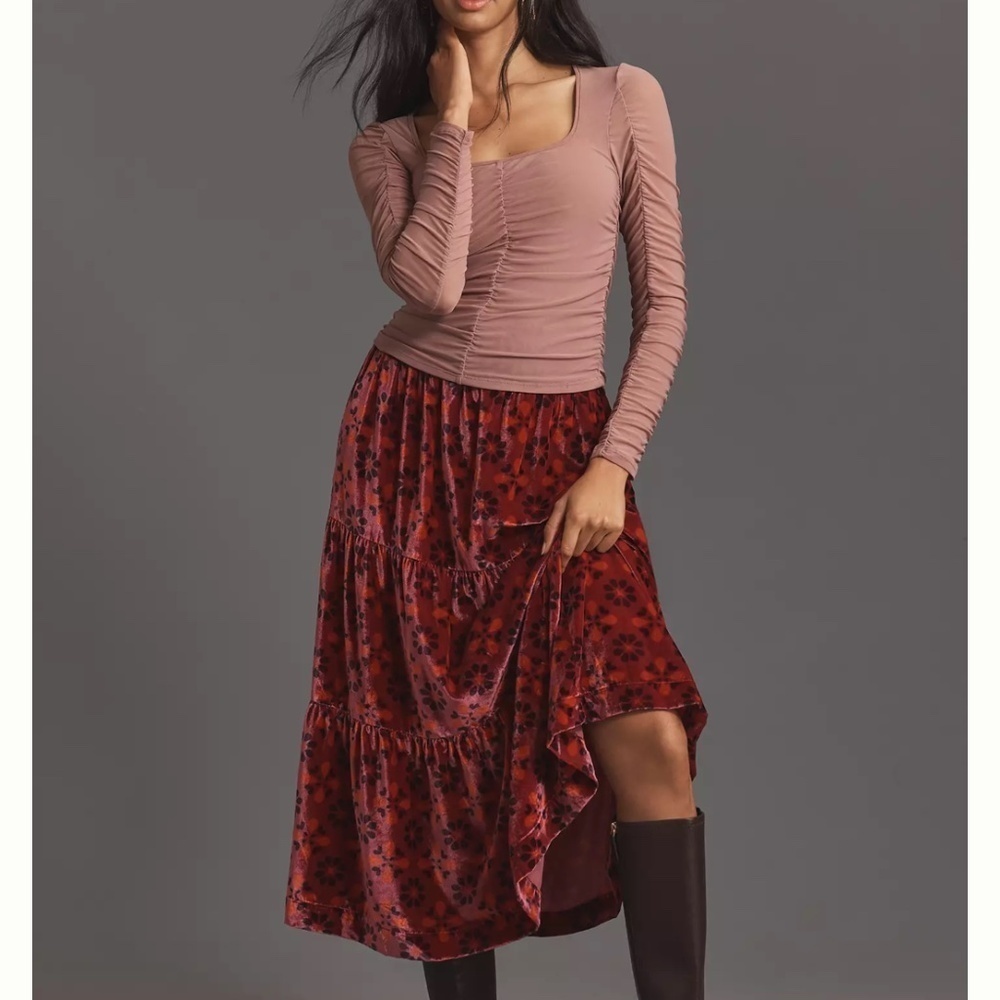 NWT ANTHROPOLOGY The Somerset Maxi Skirt  Nina Pace Velvet Edition